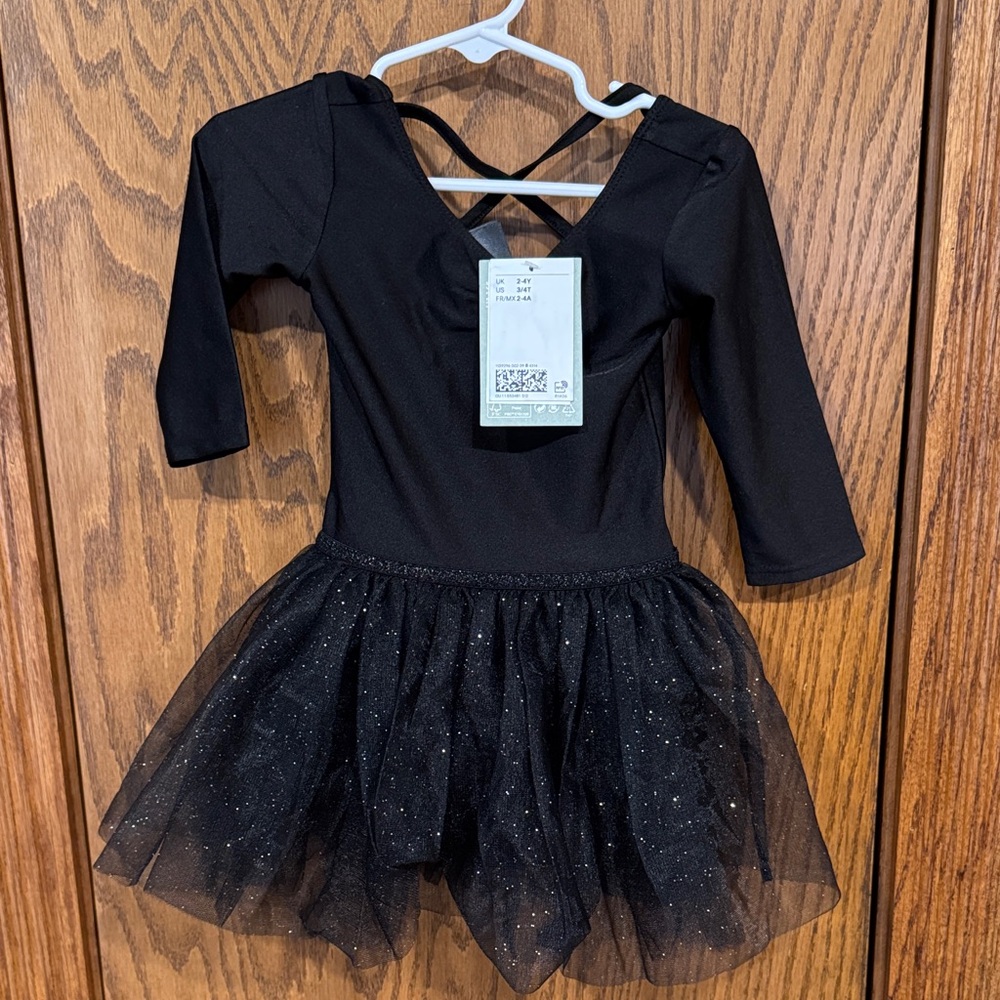 Black Sparkle Kids Costume Dress Leotard Dance